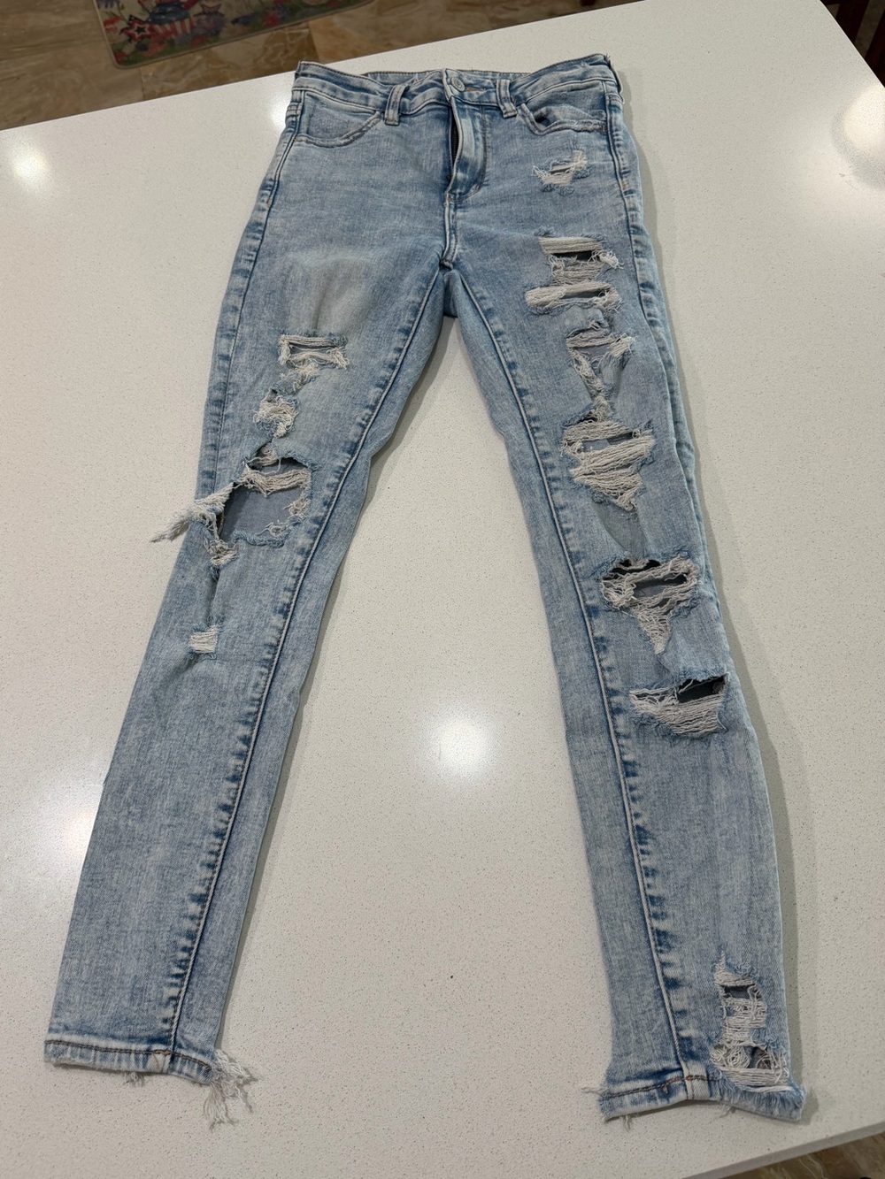 American Eagle Outfitters Light Blue Ripped Skinny Jeans